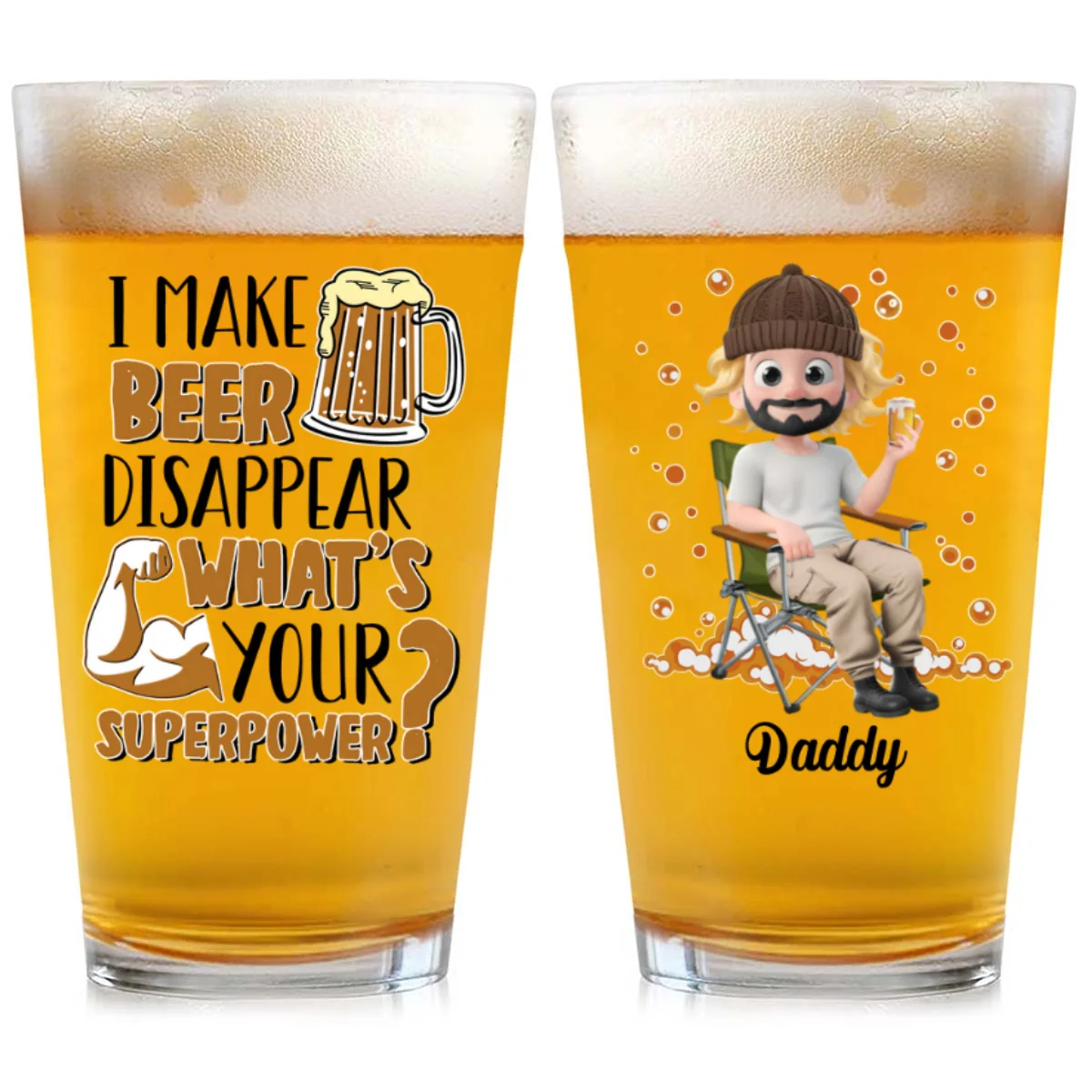 I Make Beer Disappear - Personalized Custom Beer Glass - Image 6