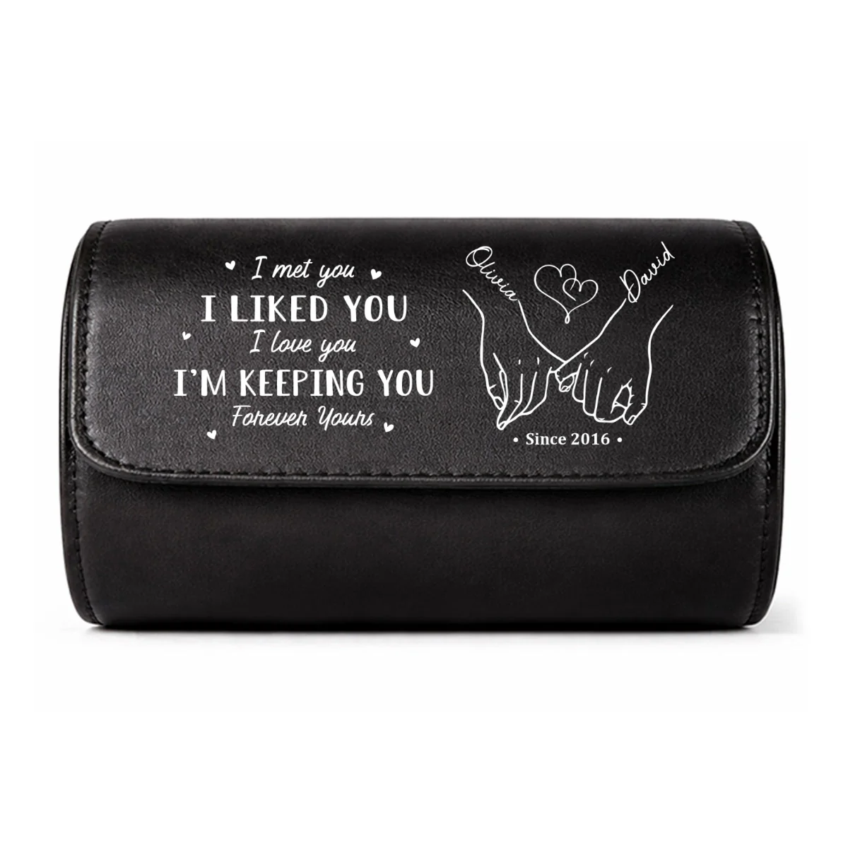 I Met You I Liked You - Personalized Custom Leather Watch Case - Image 10