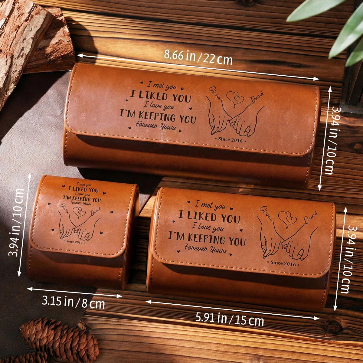 I Met You I Liked You - Personalized Custom Leather Watch Case - Image 5