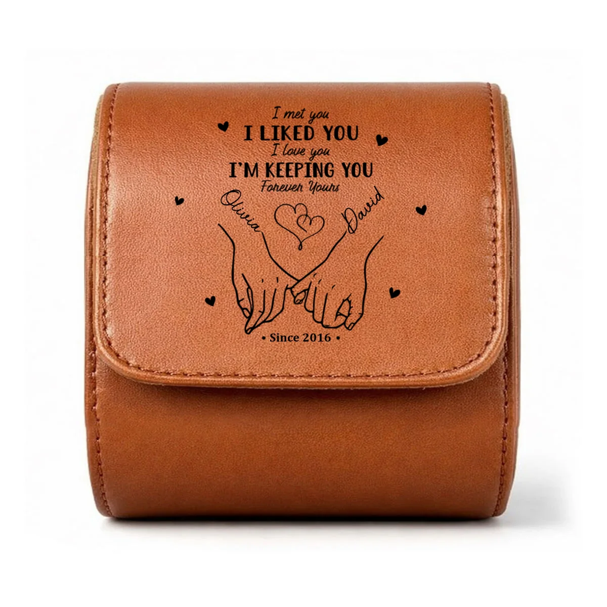 I Met You I Liked You - Personalized Custom Leather Watch Case - Image 9