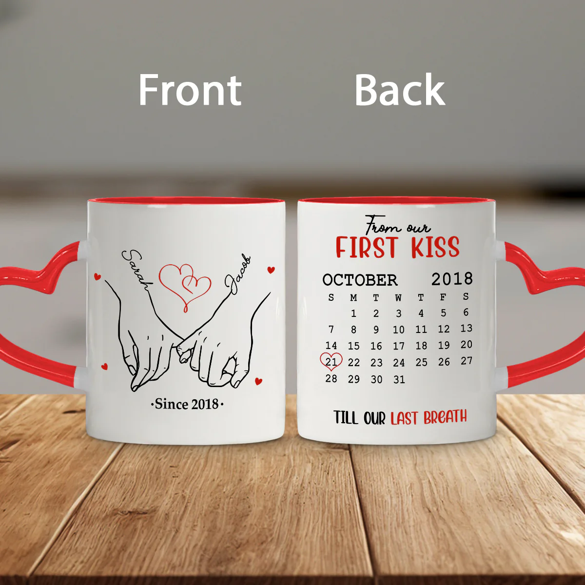 I Met You - Personalized Custom Heart Handle Mug - Image 2