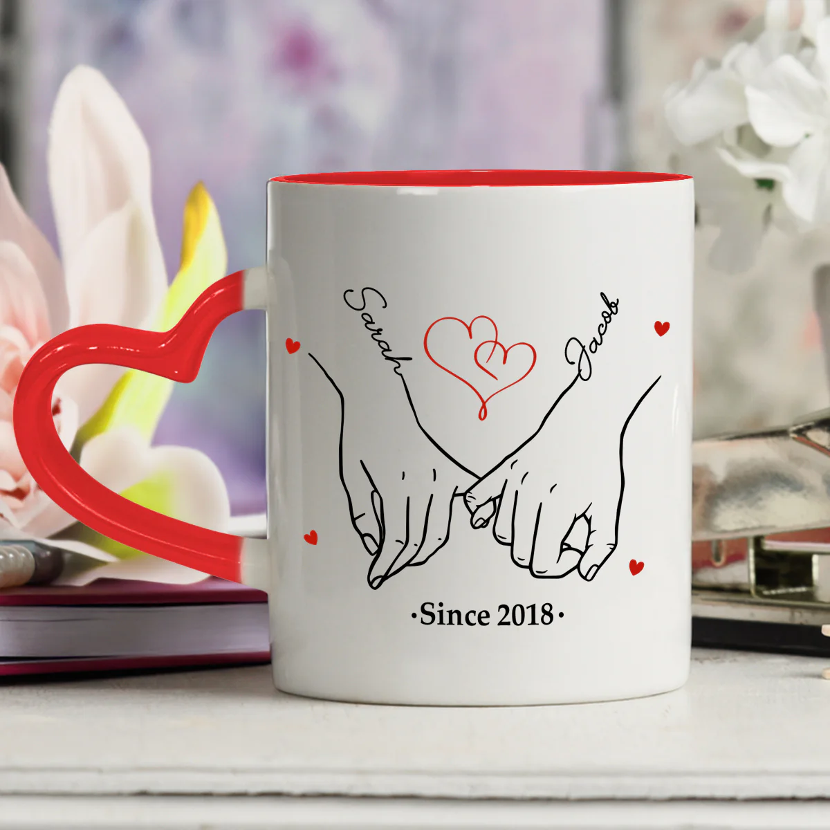 I Met You - Personalized Custom Heart Handle Mug - Image 4