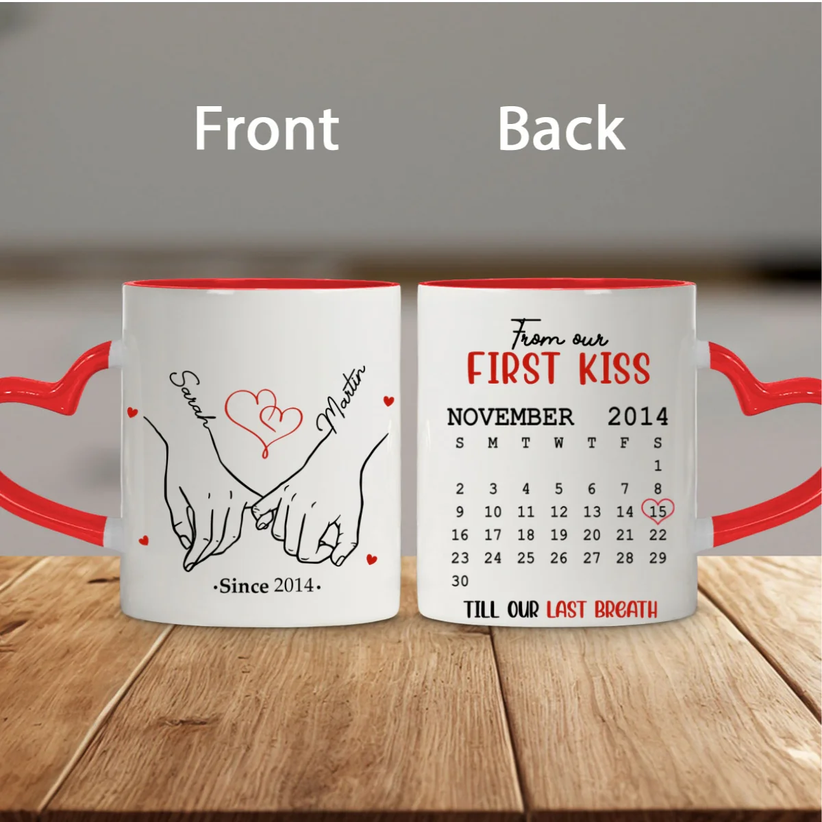I Met You - Personalized Custom Heart Handle Mug - Image 6