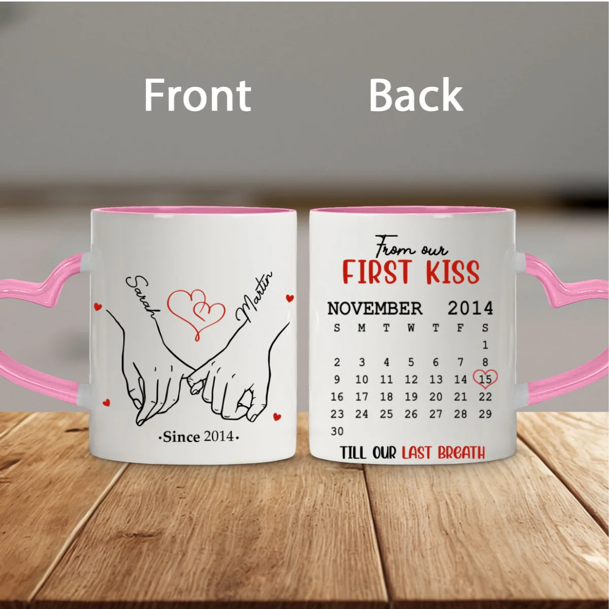 I Met You - Personalized Custom Heart Handle Mug - Image 7
