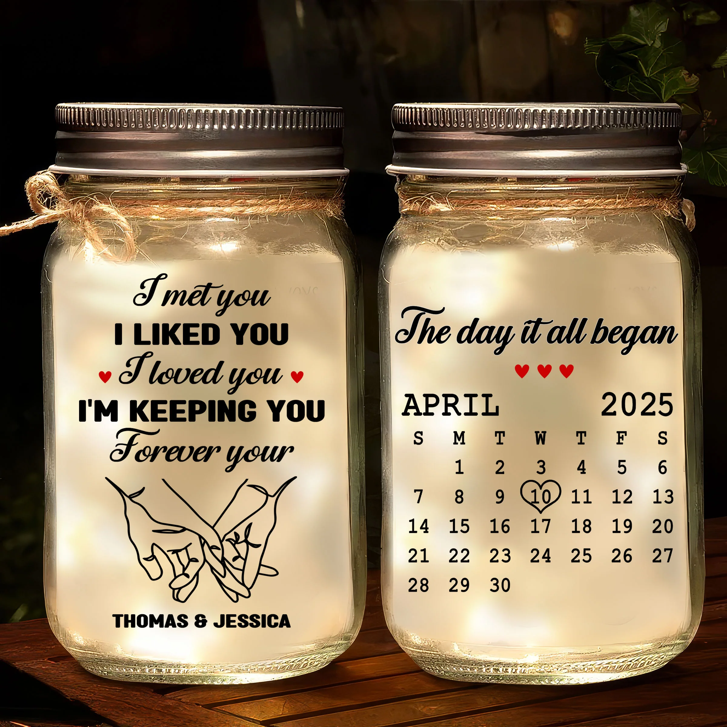 I Met You - Personalized Custom Mason Jar Light