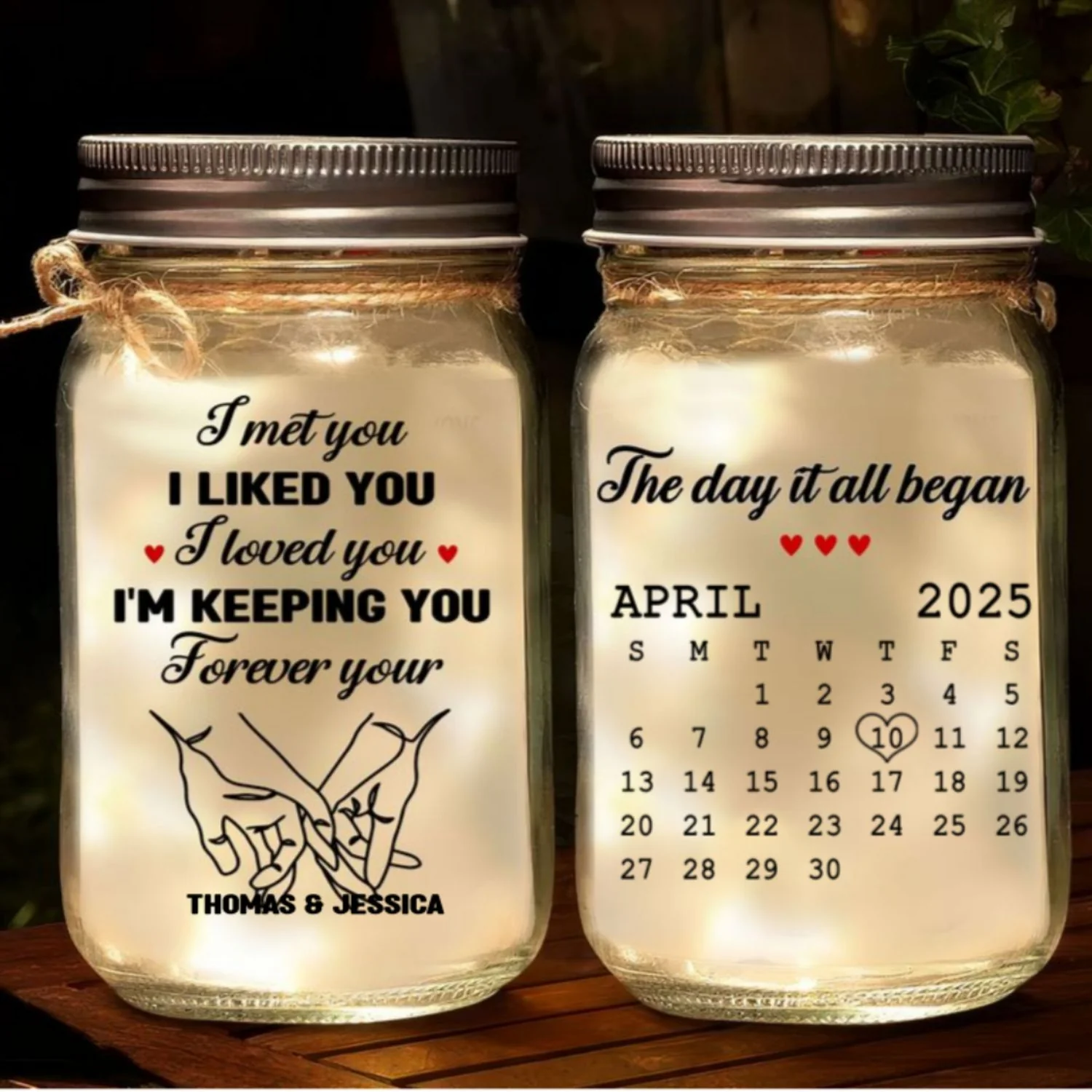 I Met You - Personalized Custom Mason Jar Light - Image 6