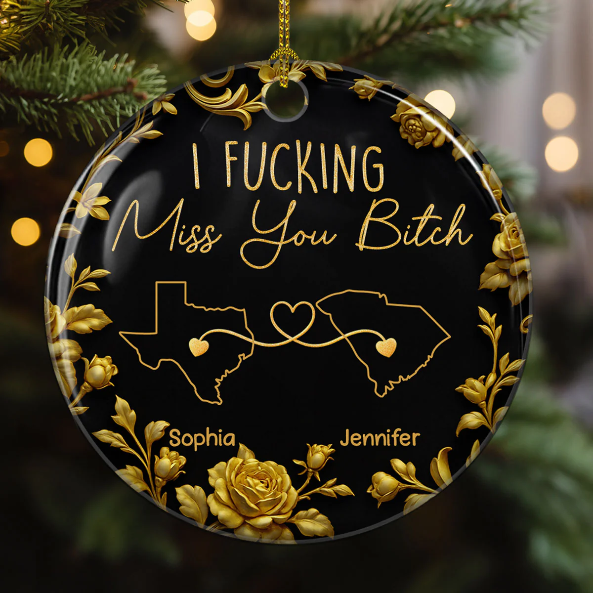I Miss You Bestie Dark Version - Personalized Custom Ceramic Ornament - Image 4