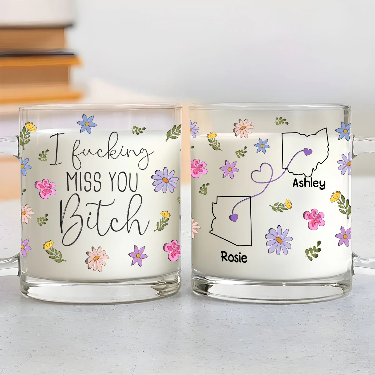 I Miss You Bestie - Personalized Custom Glass Mug - Image 3