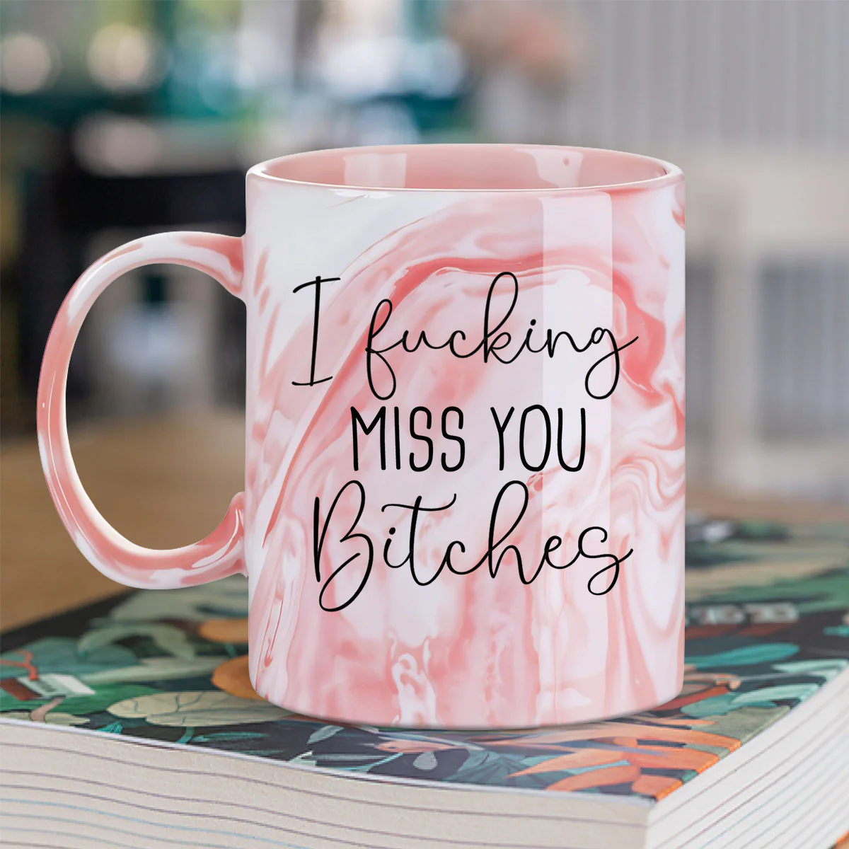 I Miss You Bestie - Personalized Custom Pink Marble Mug - Image 4