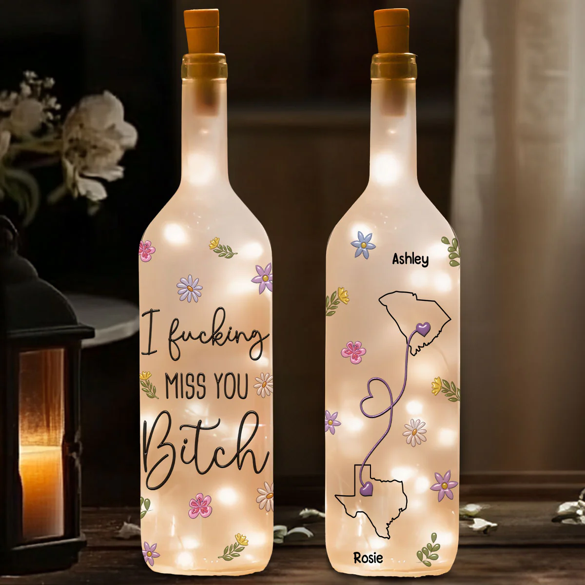 I Miss You Bitch - Personalized Custom Bottle Lamp - Image 2