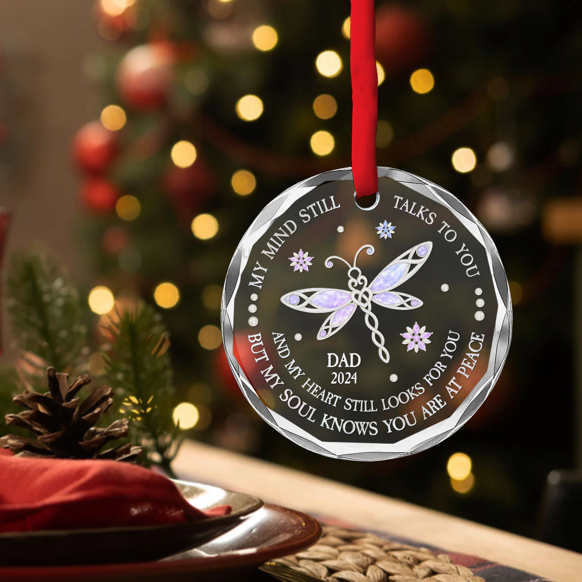 I Miss You But My Soul Knows You Are At Peace - Personalized Custom Glass Ornament - Image 3