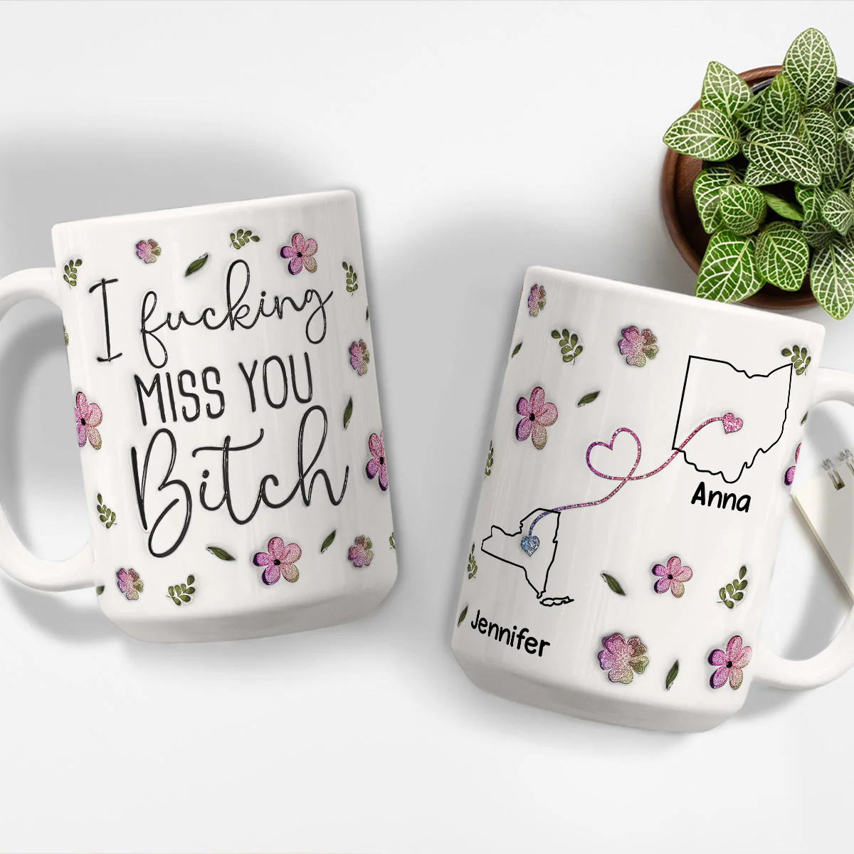 I Miss You My Bestie Version 2 - Personalized Custom 3D Inflated Effect Mug - Image 8