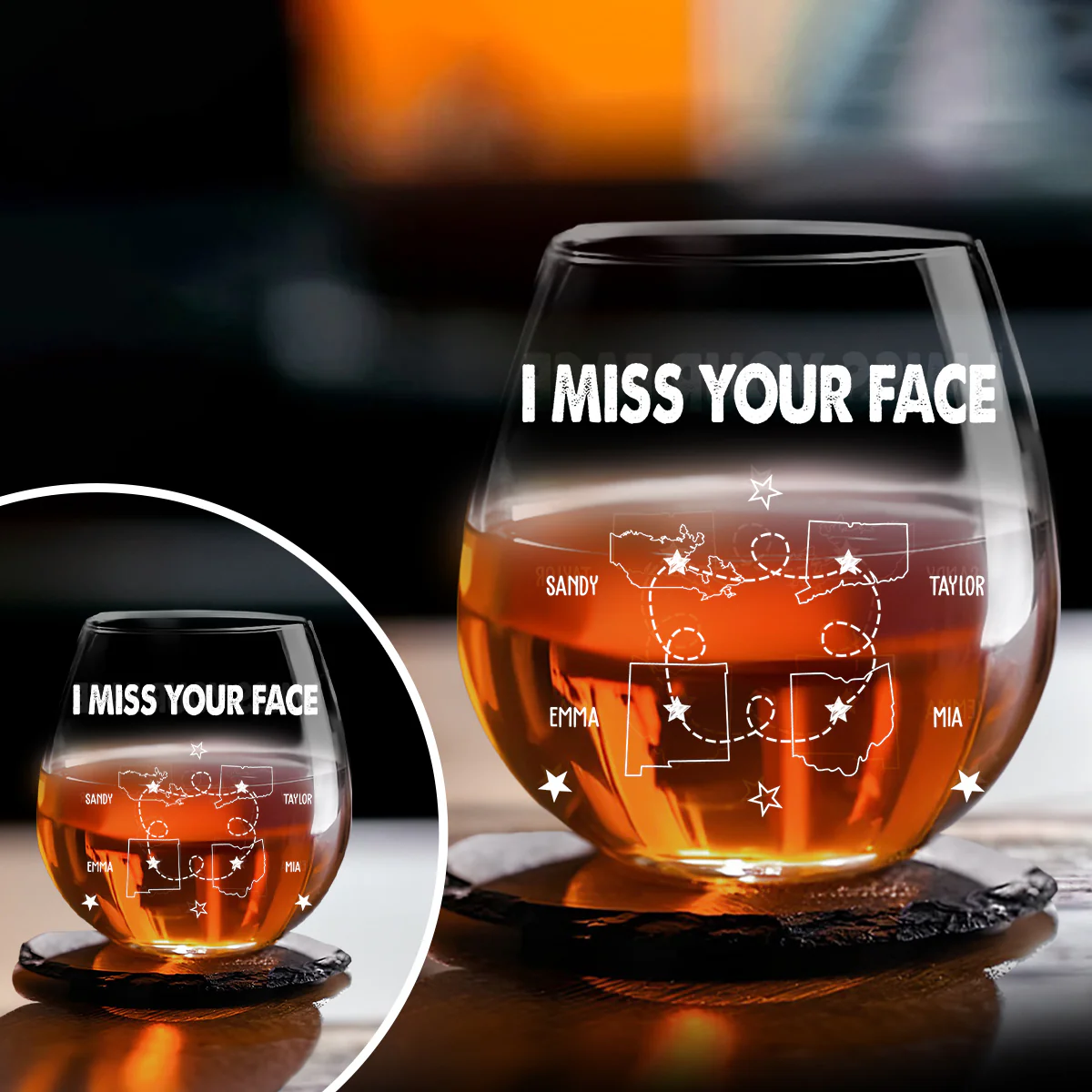 I Miss Your Face My Bestie - Personalized Custom Wine Glass - Image 2