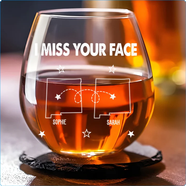 I Miss Your Face My Bestie - Personalized Custom Wine Glass - Image 5