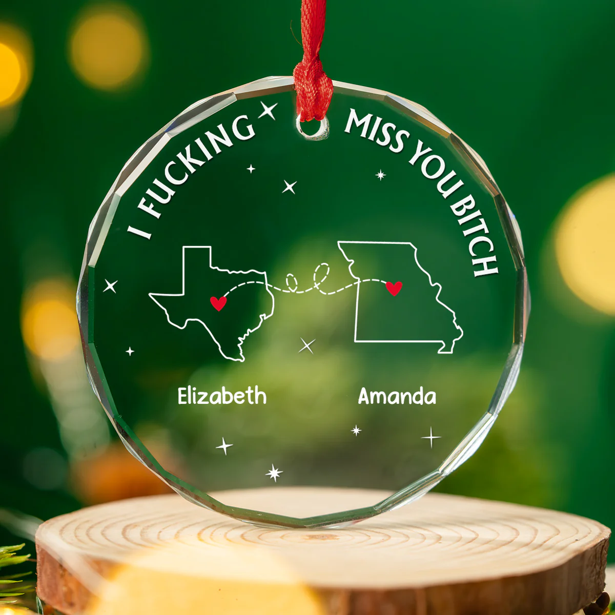 I Miss Your Face - Personalized Custom Glass Ornament - Image 2