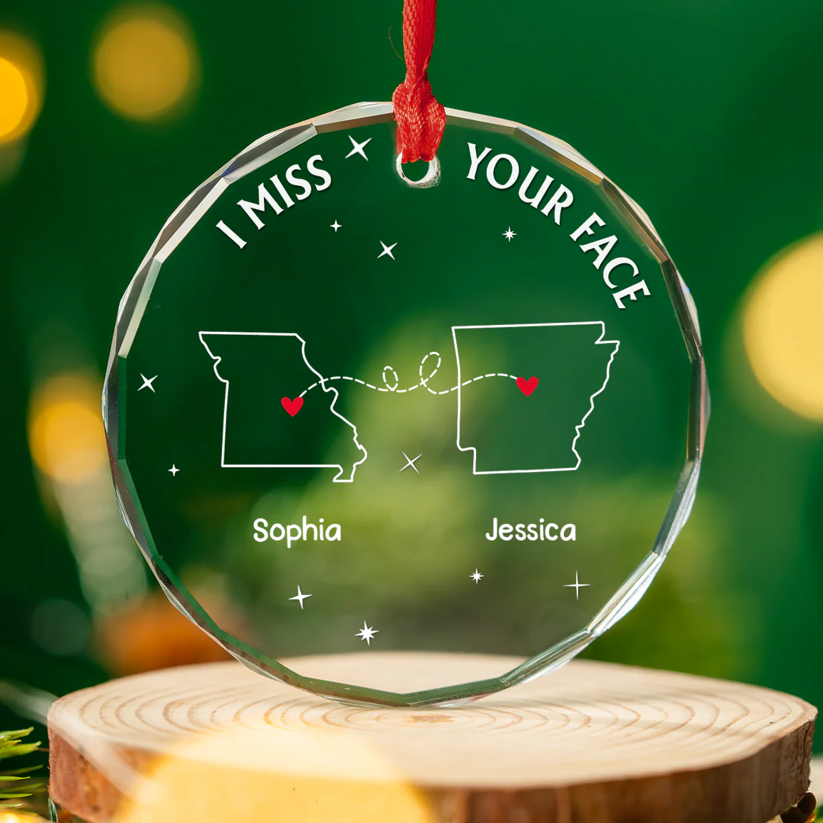 I Miss Your Face - Personalized Custom Glass Ornament - Image 3