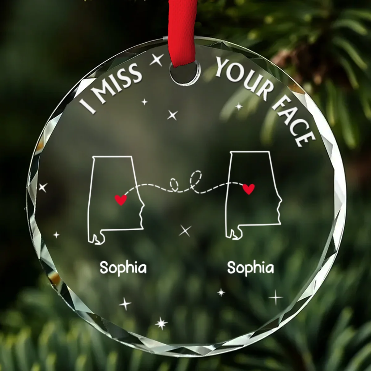 I Miss Your Face - Personalized Custom Glass Ornament - Image 6