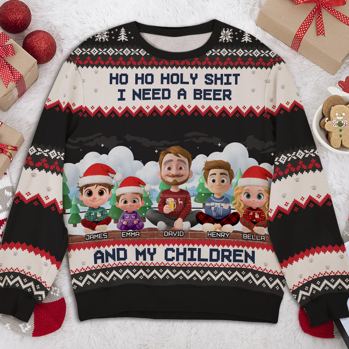 I Need A Beer And My Children - Personalized Custom All-Over-Print Sweatshirt - Image 4