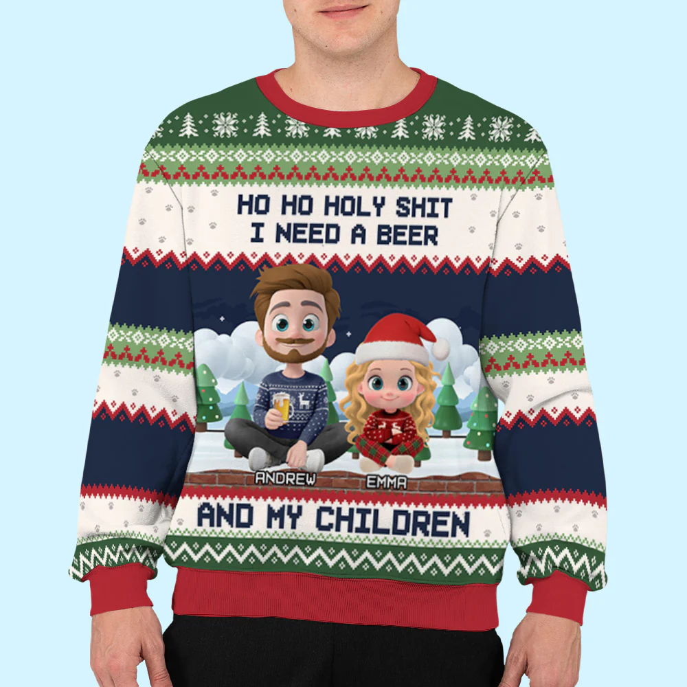 I Need A Beer And My Children - Personalized Custom All-Over-Print Sweatshirt - Image 5