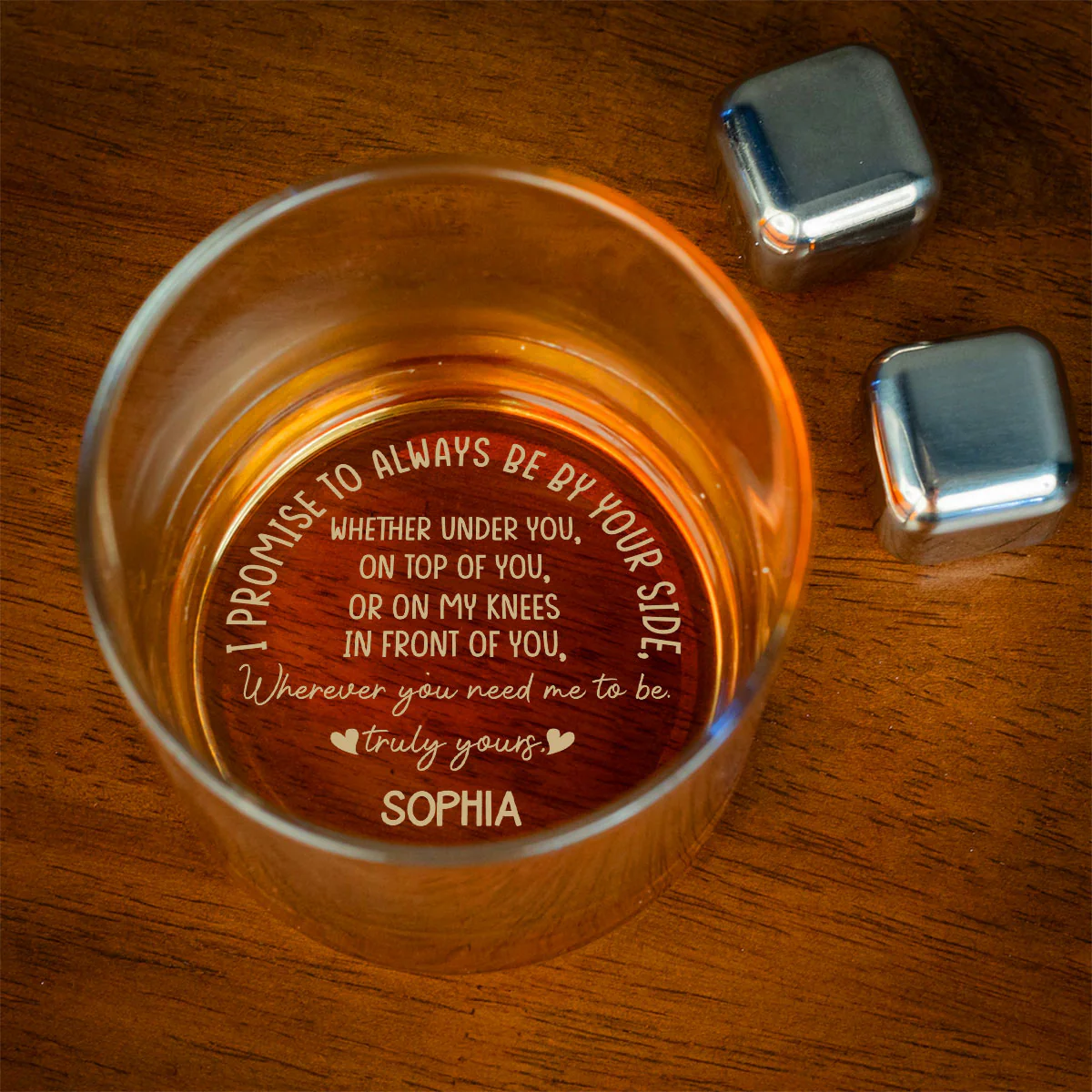 I Promise To Always Be By Your Side - Personalized Custom Engraved Whiskey Glass - Image 2