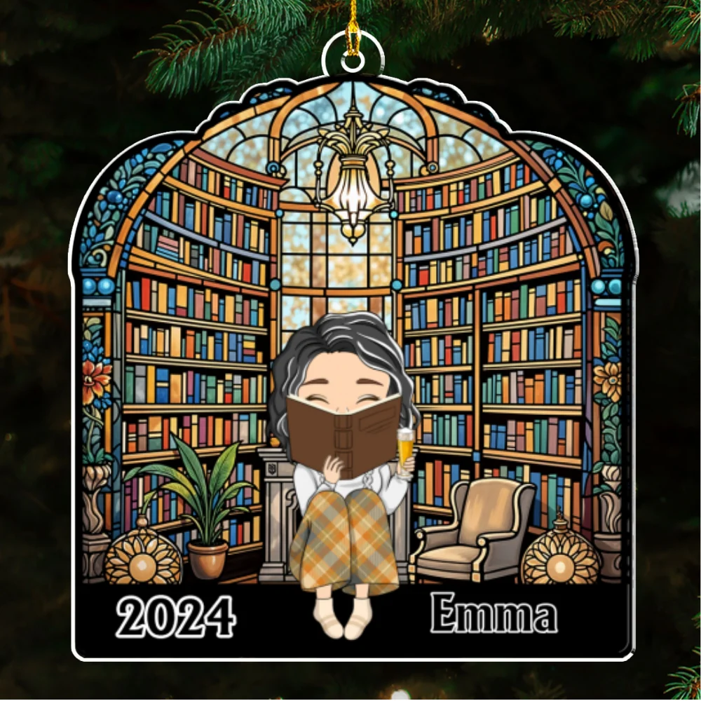 I Read Books - Personalized Custom Acrylic Ornament - Image 5