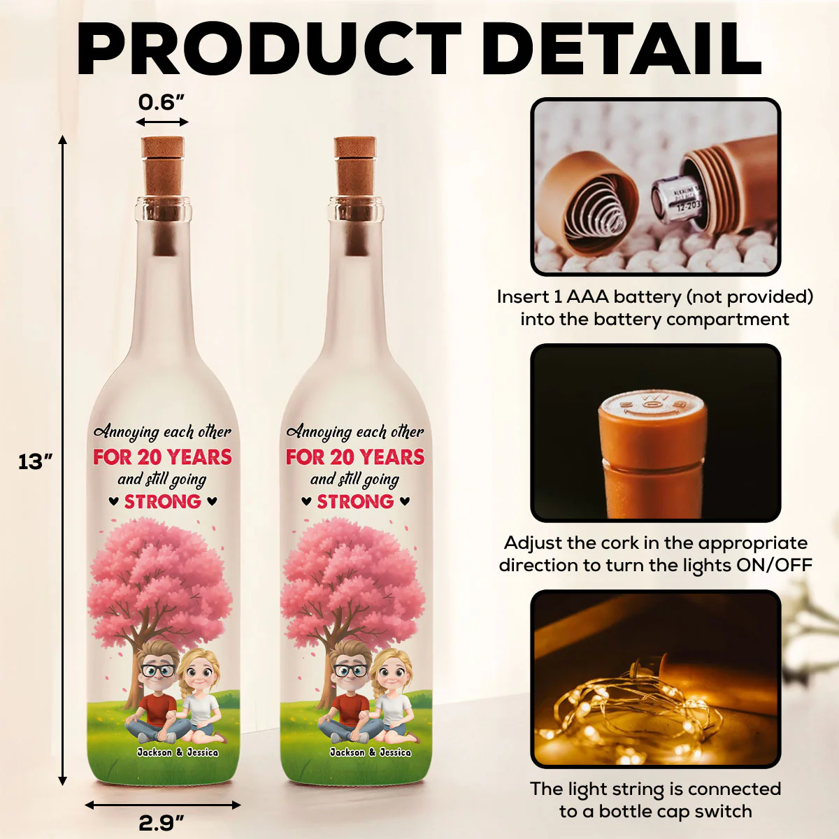 I Really Love You - Personalized Custom Bottle Lamp - Image 5