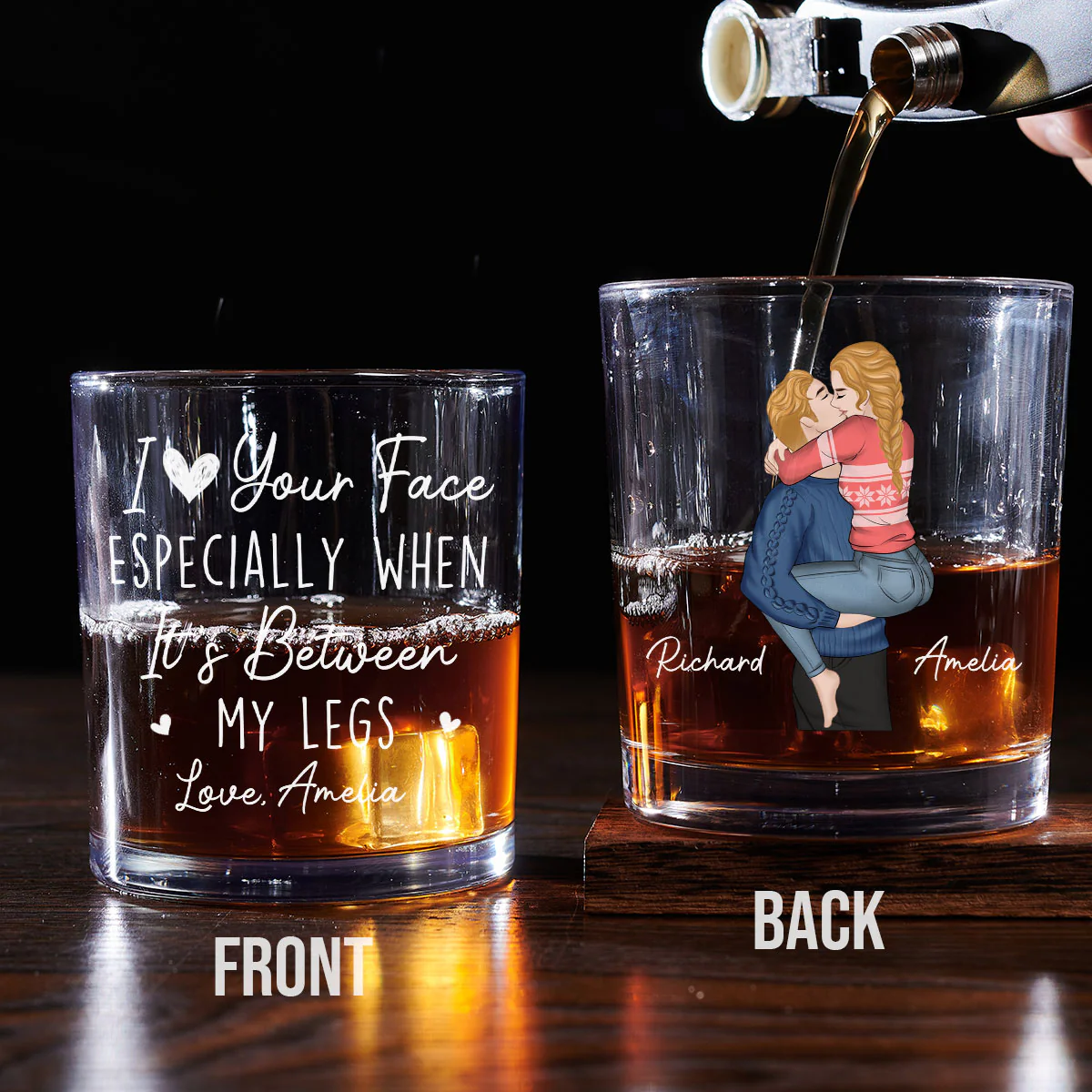 I Really Love Your Face - Personalized Custom Whiskey Glass - Image 3