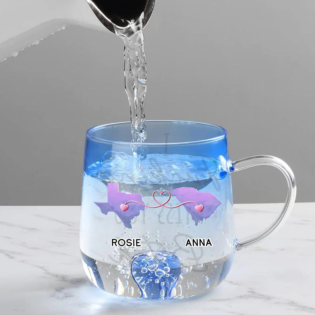 I Really Miss You Besties - Personalized Custom Blue Gradient Glass Mug - Image 3