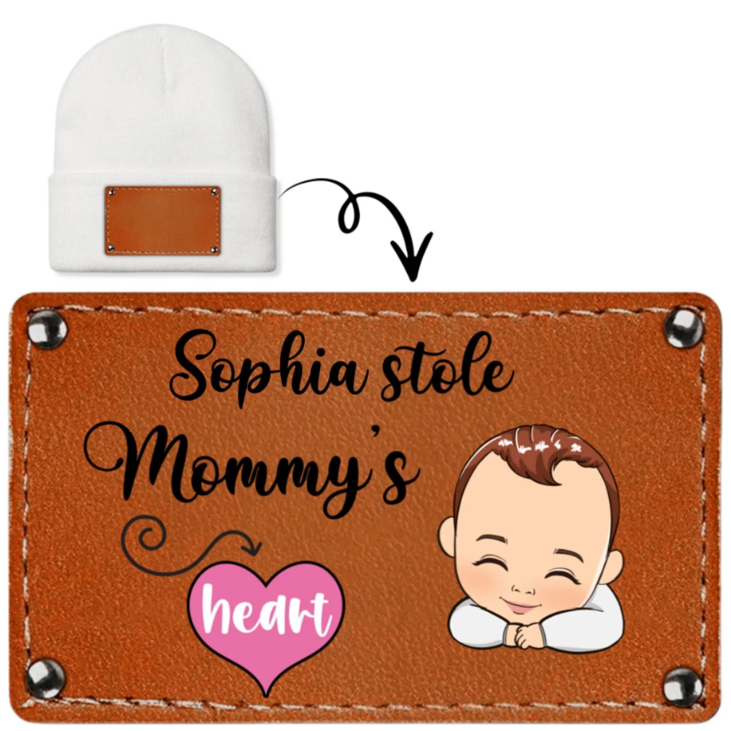 I Stole The Heart Of Mommy - Personalized Custom Beanie - Image 5