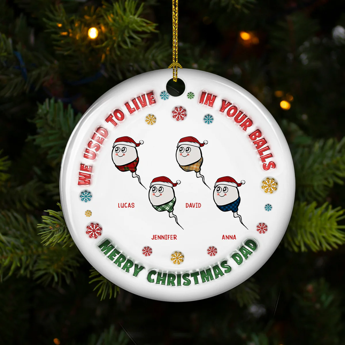I Used To Live In Your Balls - Personalized Custom 3D Inflated Effect Ceramic Ornament - Image 3
