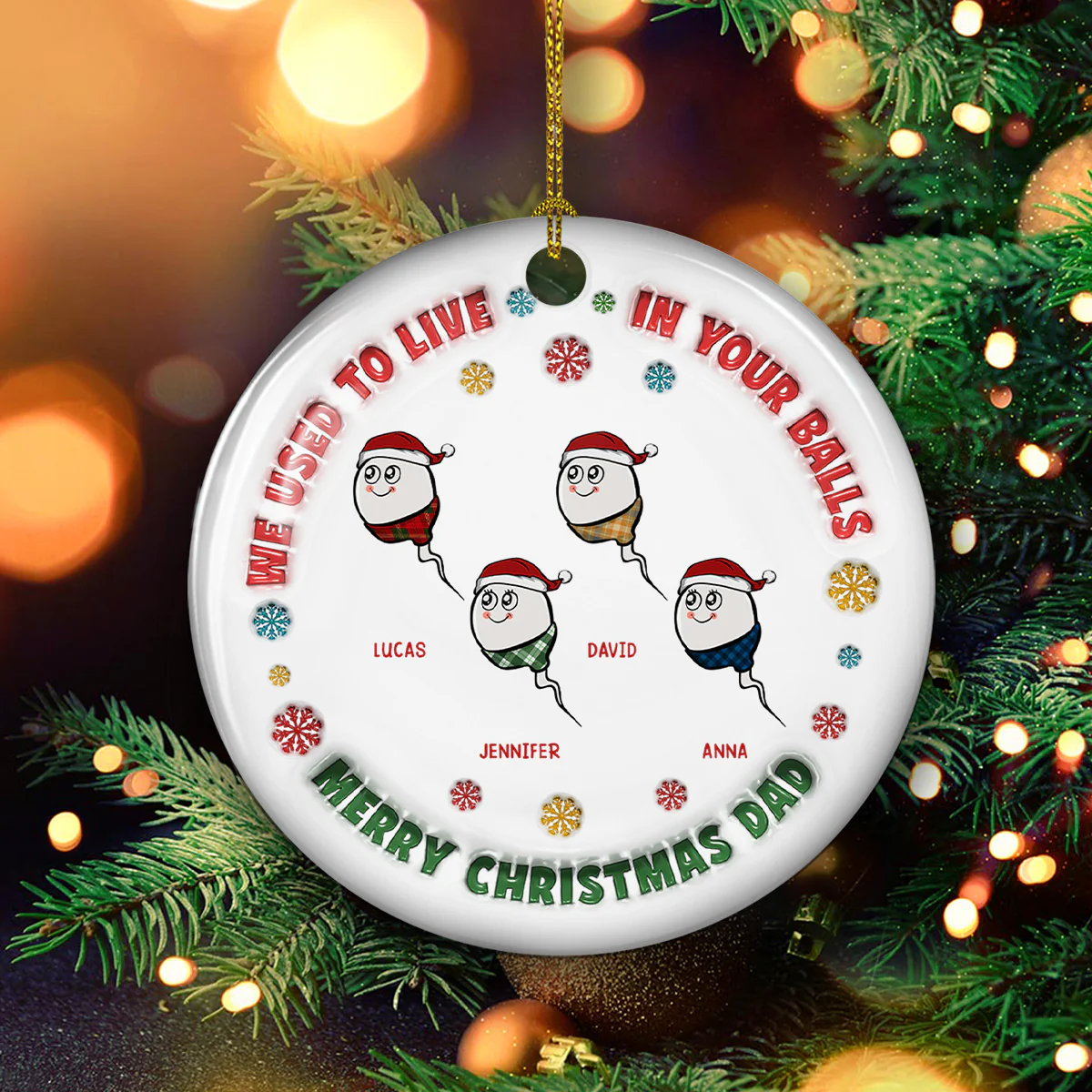 I Used To Live In Your Balls - Personalized Custom 3D Inflated Effect Ceramic Ornament - Image 4