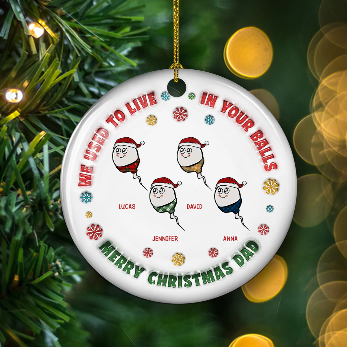 I Used To Live In Your Balls - Personalized Custom 3D Inflated Effect Ceramic Ornament - Image 5