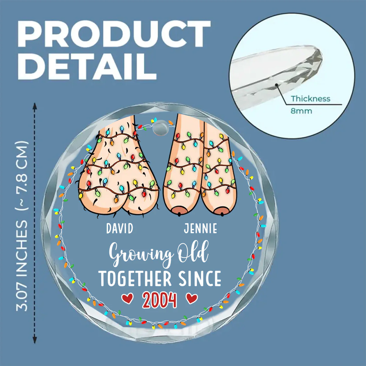 I Wanna Grow Old With You - Personalized Custom Glass Ornament - Image 2