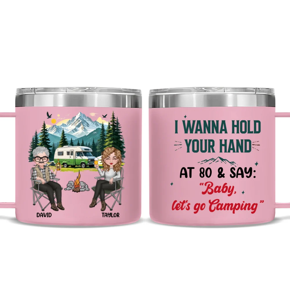 I Wanna Hold Your Hand - Personalized Custom 14oz Stainless Steel Tumbler With Handle - Image 8