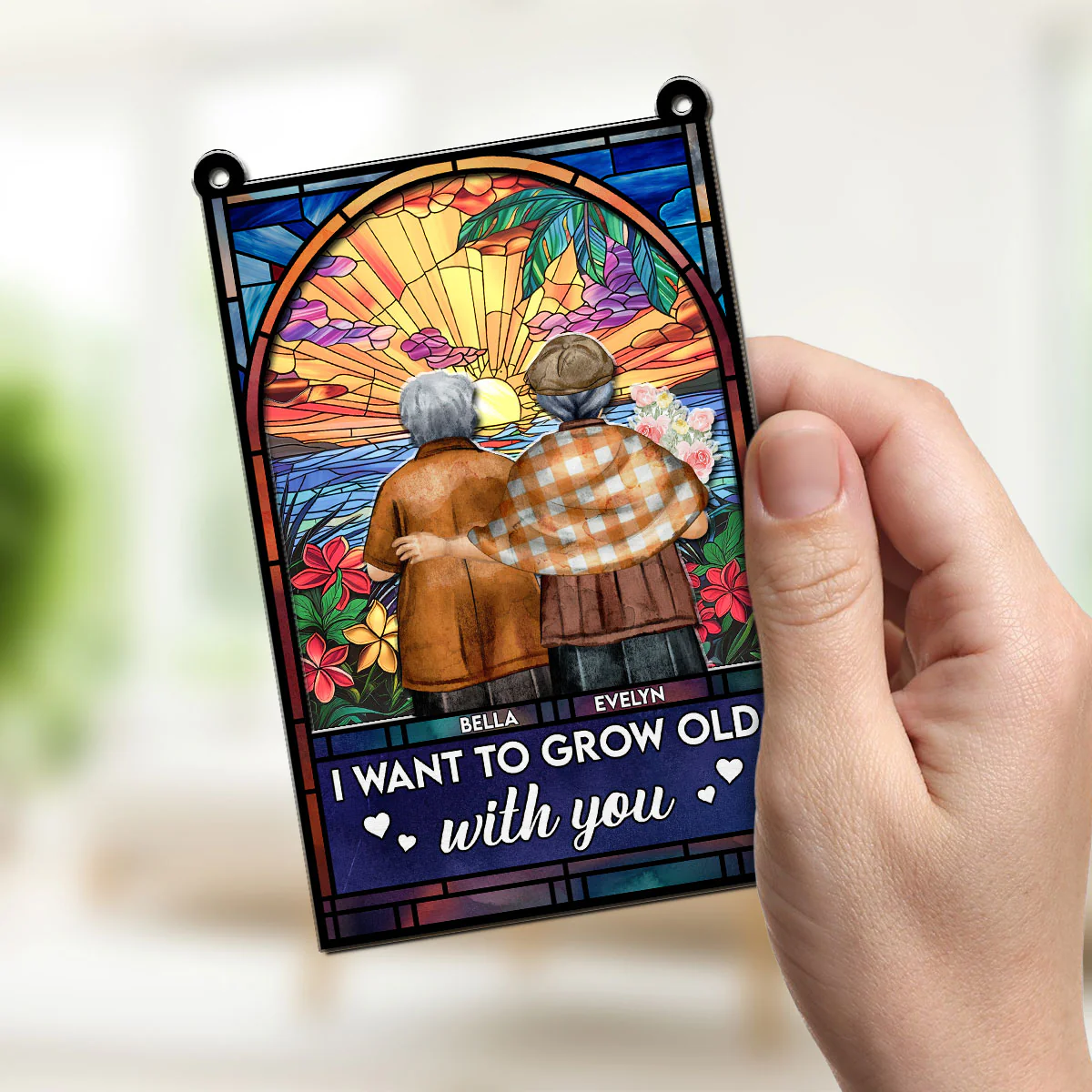 I Want To Grow Old With You - Personalized Custom Suncatcher - Image 2