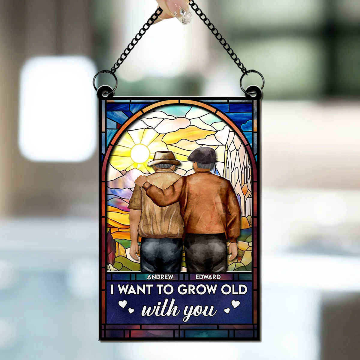 I Want To Grow Old With You - Personalized Custom Suncatcher - Image 3