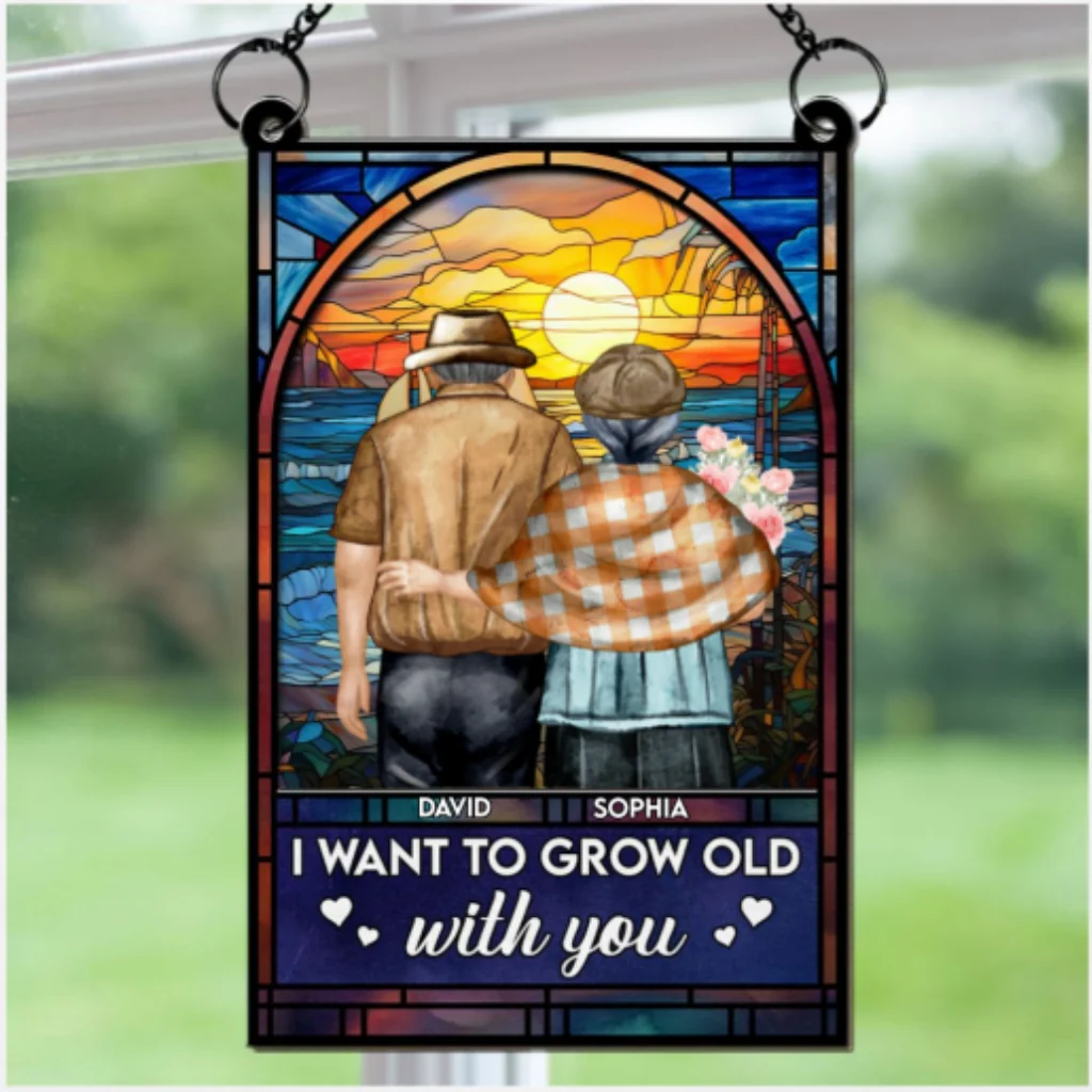 I Want To Grow Old With You - Personalized Custom Suncatcher - Image 5