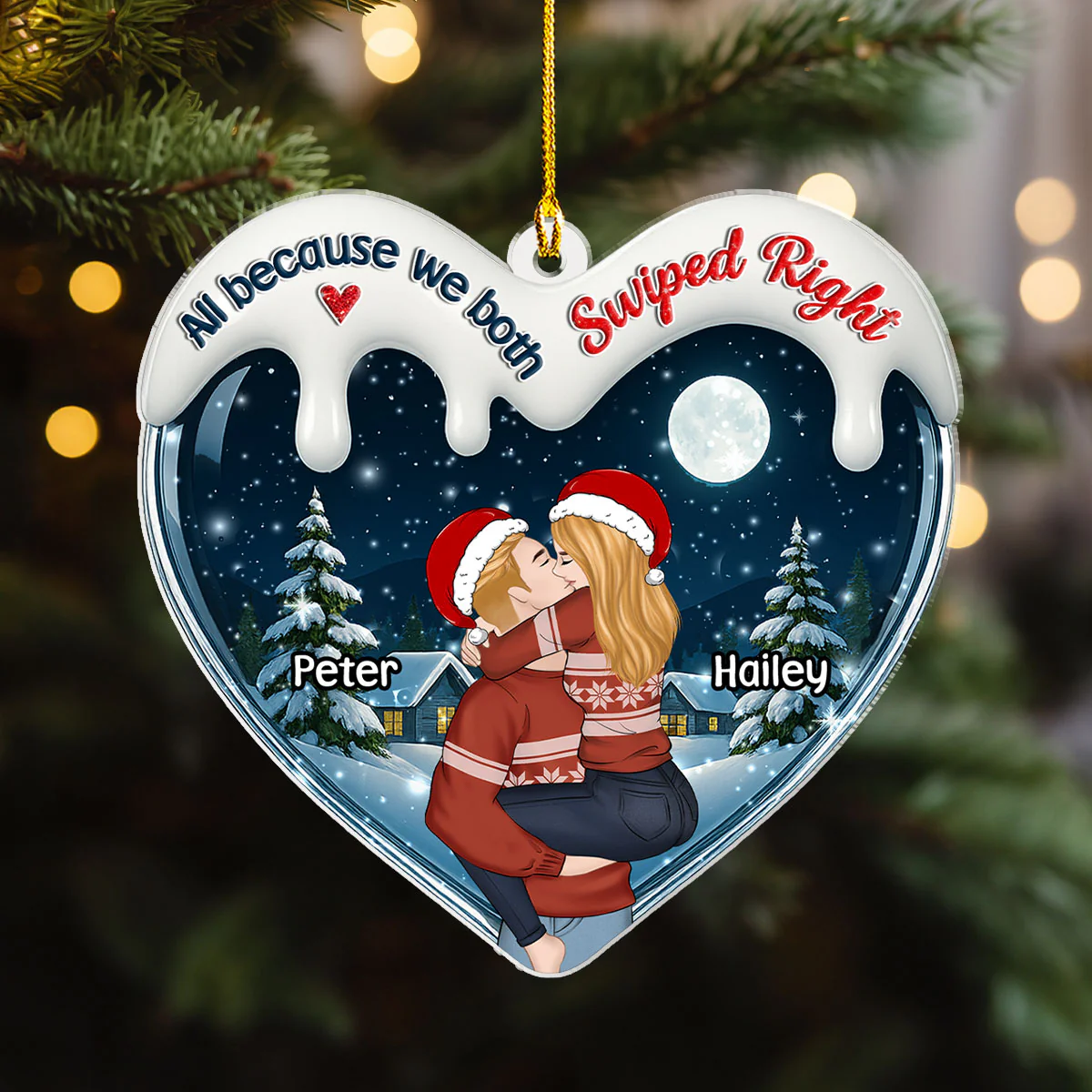I Was Right Swiping Right - Personalized Custom 3D Effect Acrylic Ornament