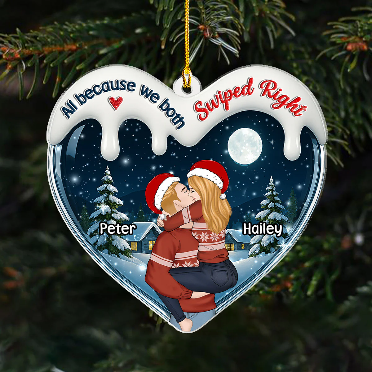 I Was Right Swiping Right - Personalized Custom 3D Effect Acrylic Ornament - Image 4