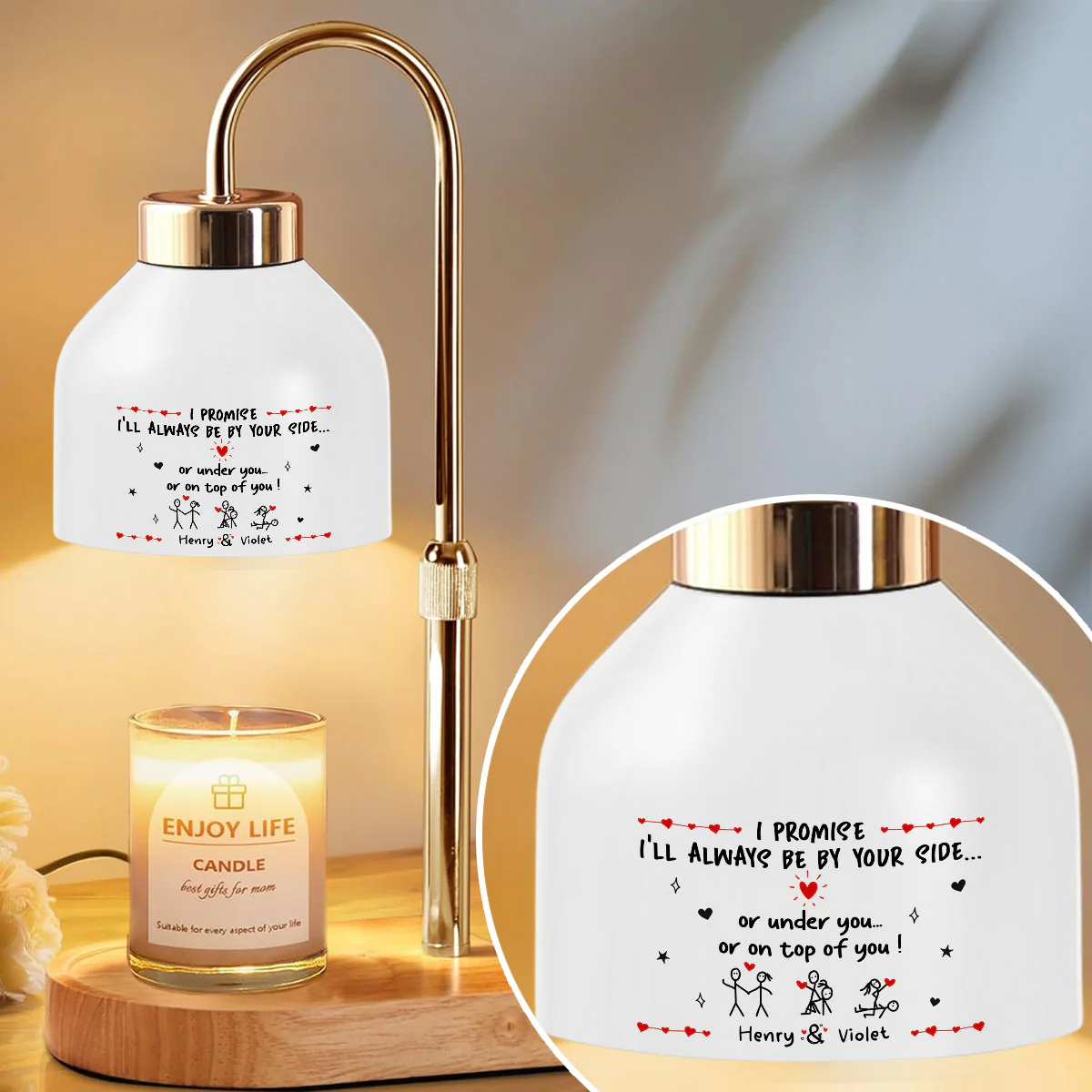 I Will Always Be By Your Side - Personalized Custom Candle Warmer Lamp - Image 3