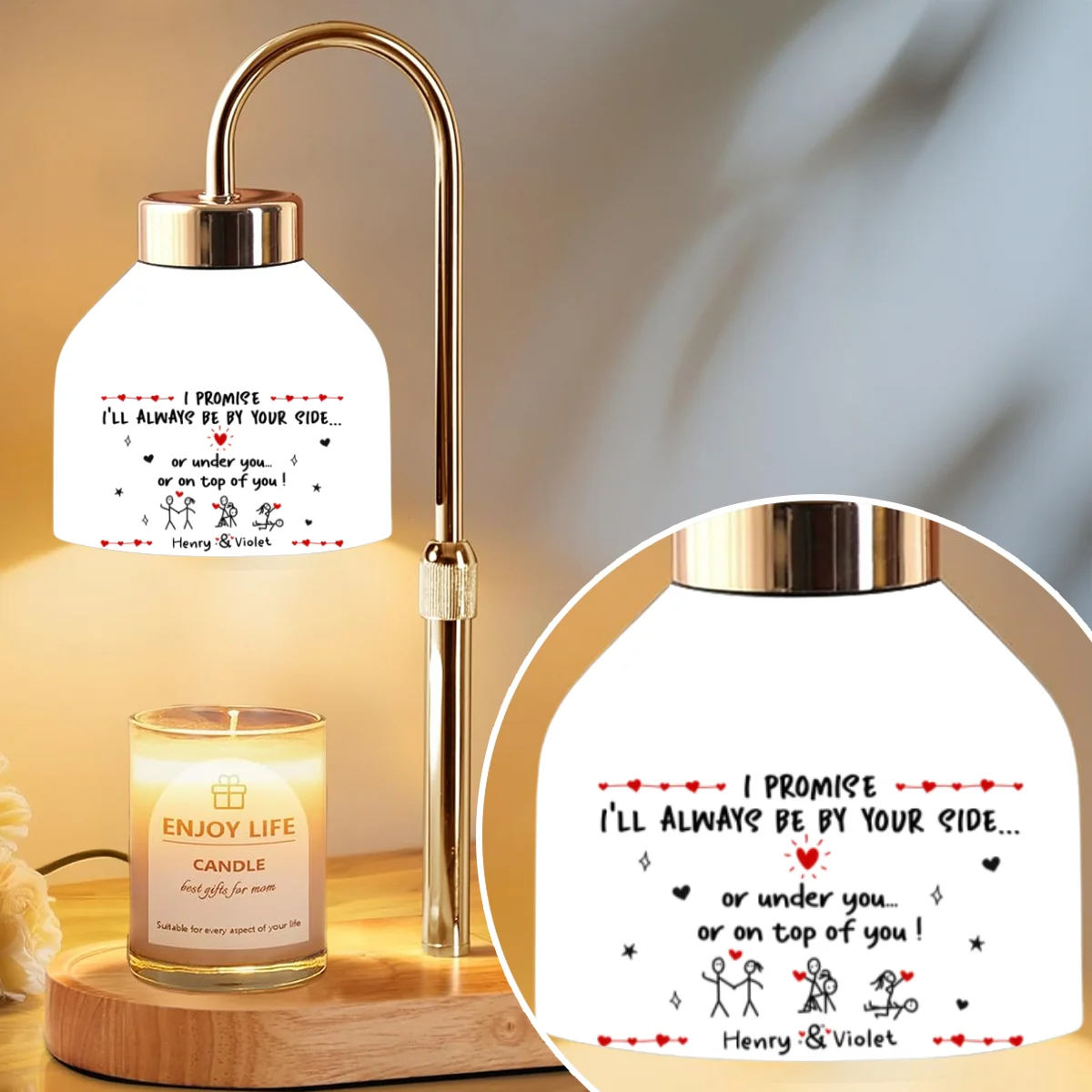 I Will Always Be By Your Side - Personalized Custom Candle Warmer Lamp - Image 7