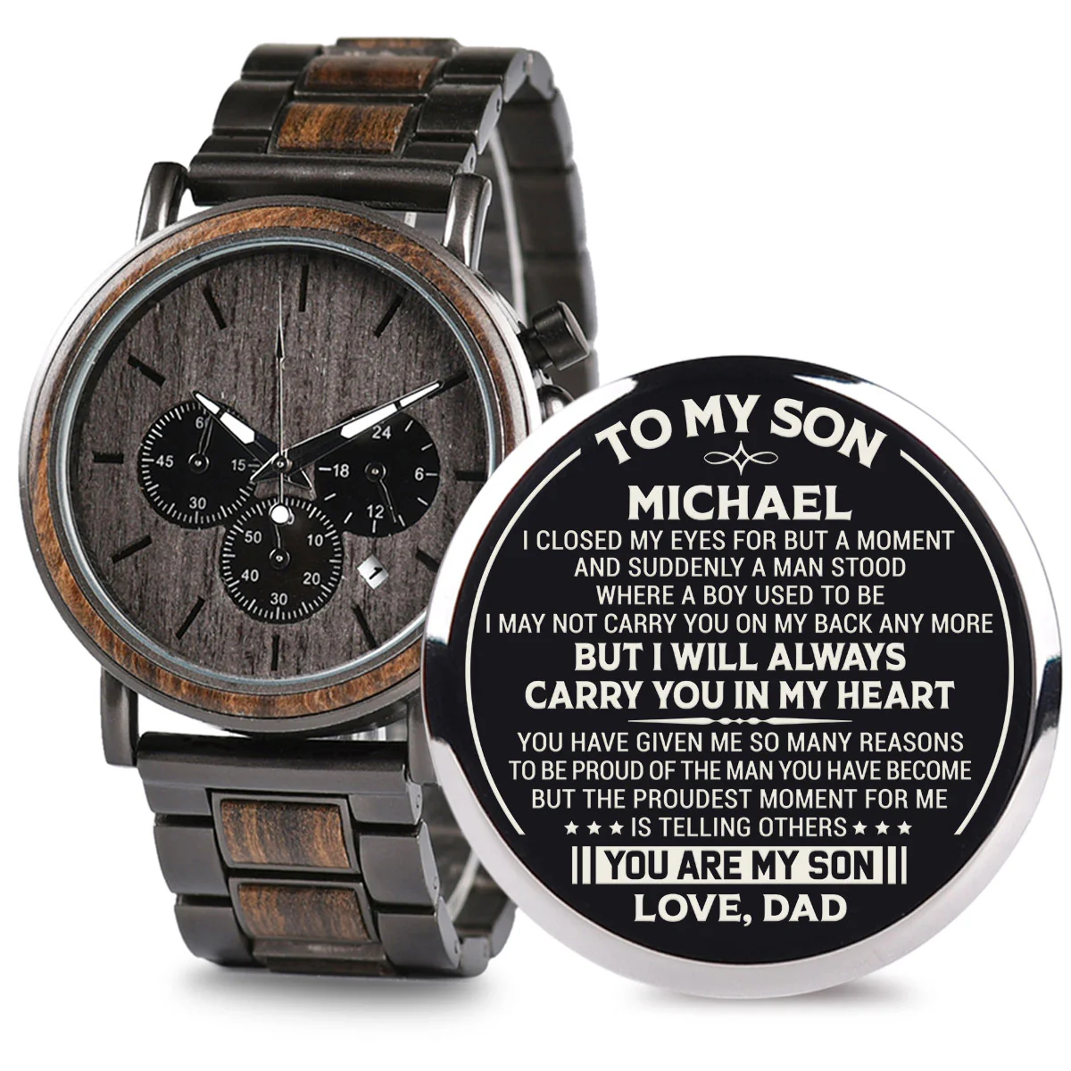 I Will Always Carry You In My Heart - Personalized Engraved Wooden Watches GQ026