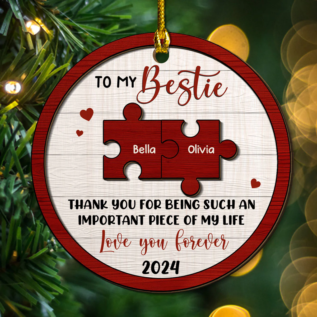 I Will Be There Pinky Promise - Personalized Custom Freeshape 2-Layered Wood Ornament - Image 2