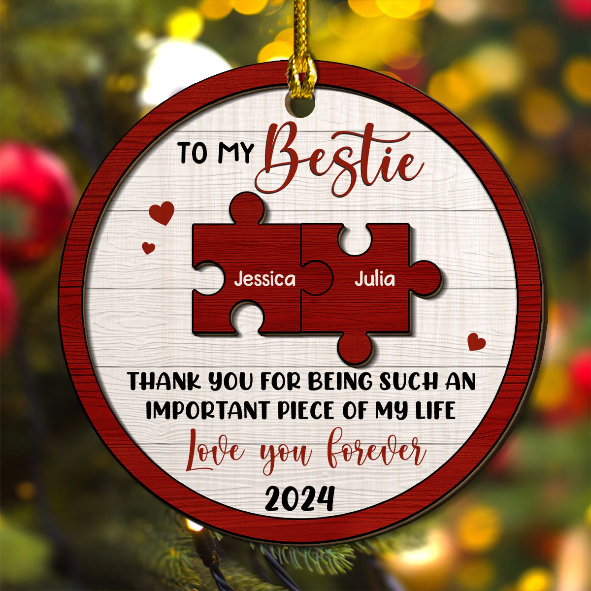 I Will Be There Pinky Promise - Personalized Custom Freeshape 2-Layered Wood Ornament - Image 3