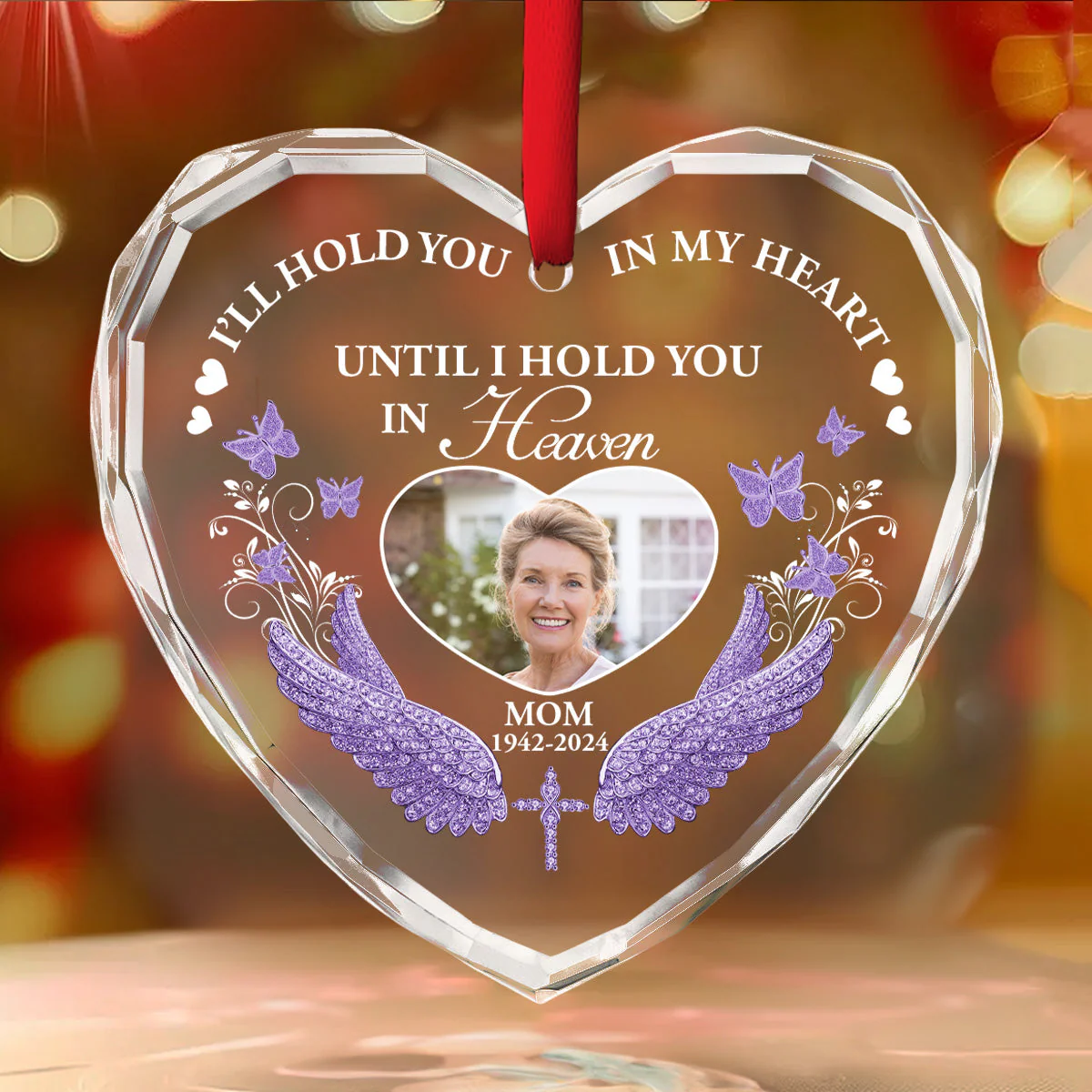 I Will Hold You in My Heart - Personalized Custom Glass Ornament - Image 2