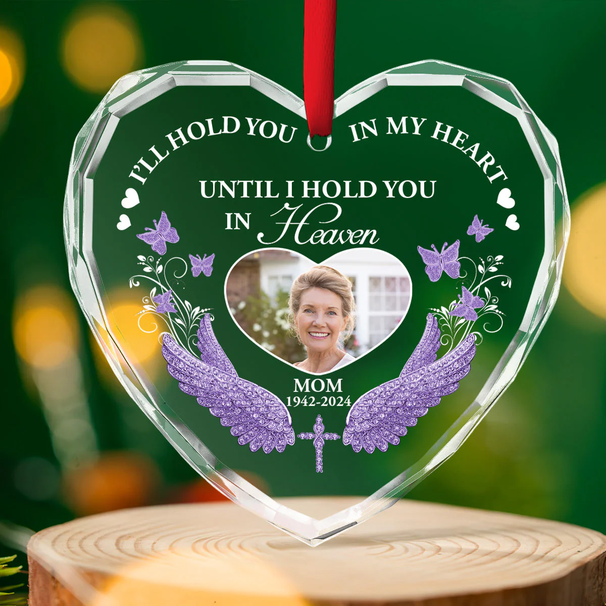I Will Hold You in My Heart - Personalized Custom Glass Ornament - Image 3