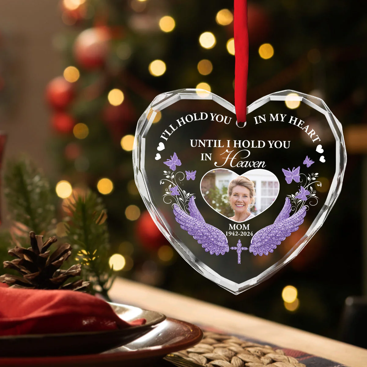 I Will Hold You in My Heart - Personalized Custom Glass Ornament - Image 4
