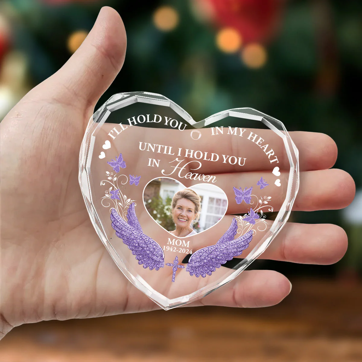 I Will Hold You in My Heart - Personalized Custom Glass Ornament - Image 5