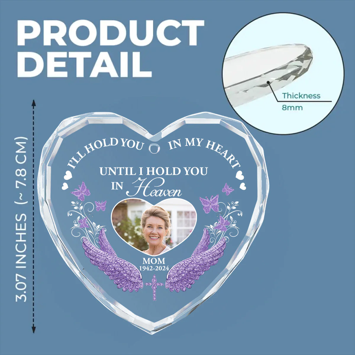 I Will Hold You in My Heart - Personalized Custom Glass Ornament - Image 6