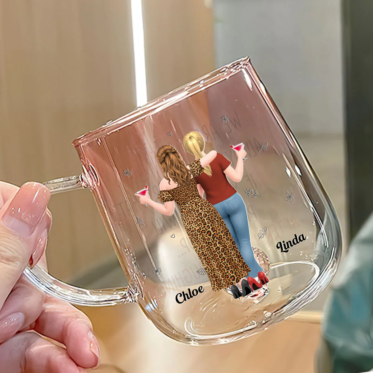I Will Pick You After - Personalized Custom Pink Gradient Glass Mug - Image 3